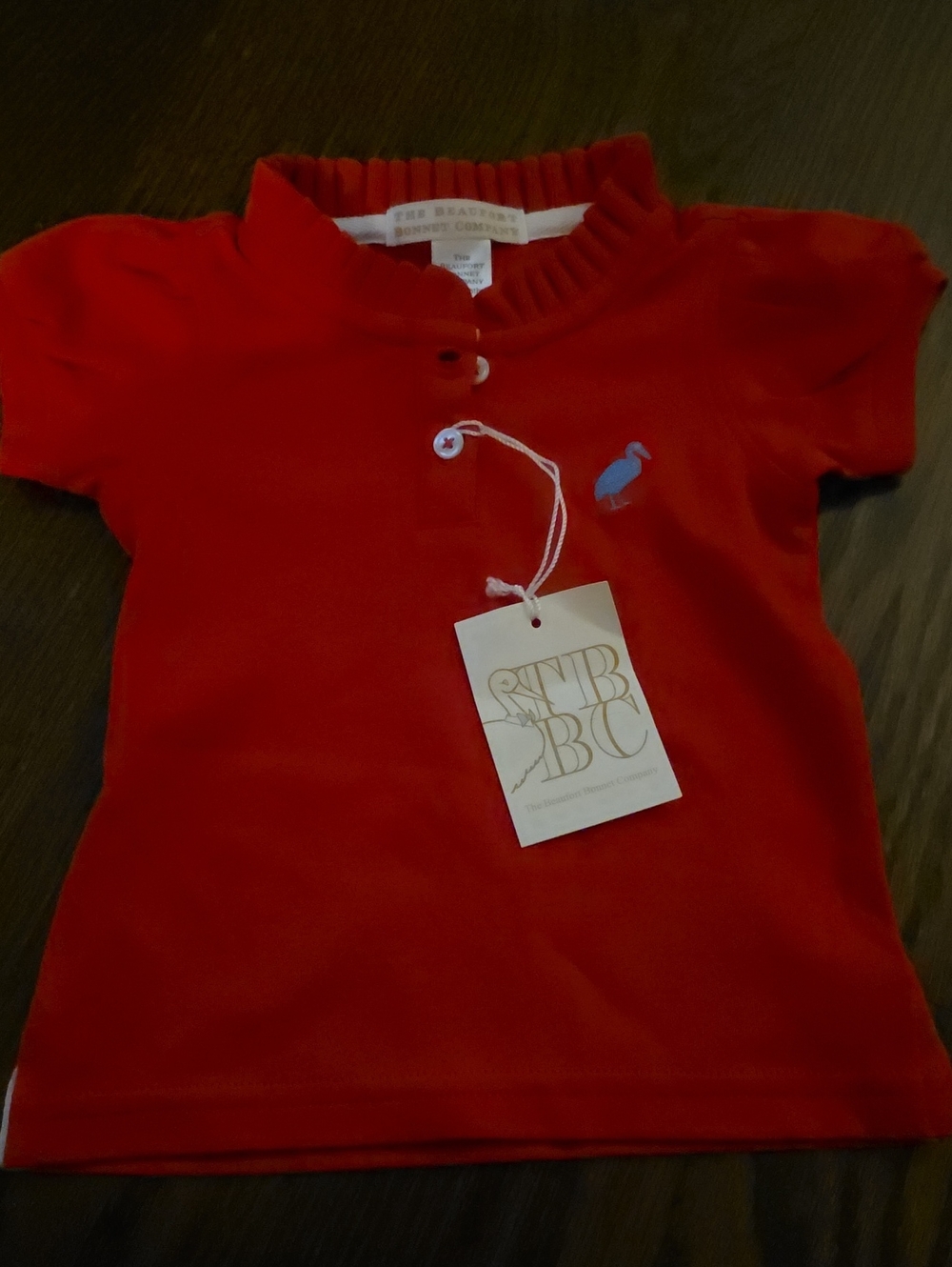 The Beaufort Bonnet Company Red Kids Polo Top with Blue Whale Logo